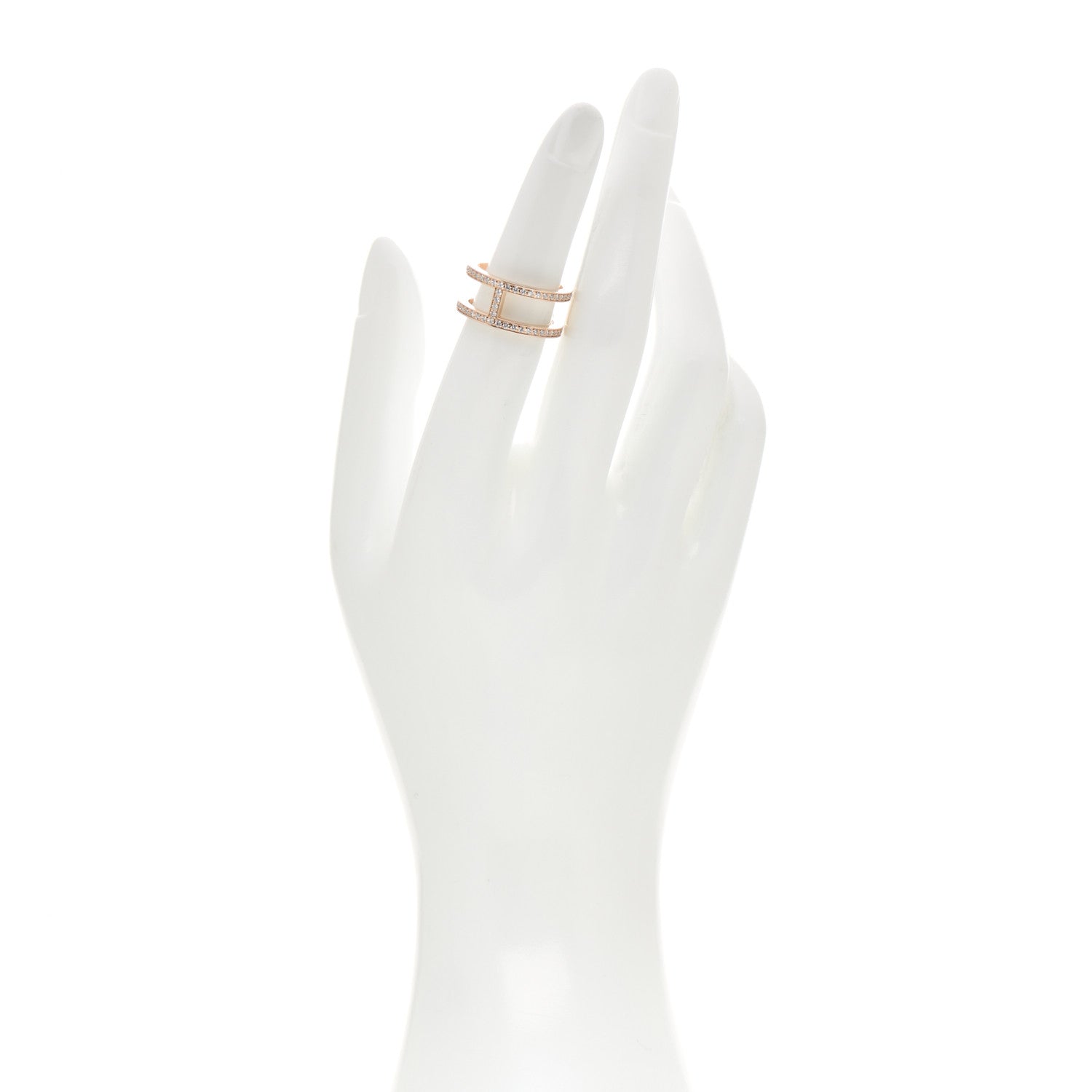 Hermes 18K Rose Gold Diamond MM Ever Chaine D'Ancre Ring 51 5.75 2 of 7