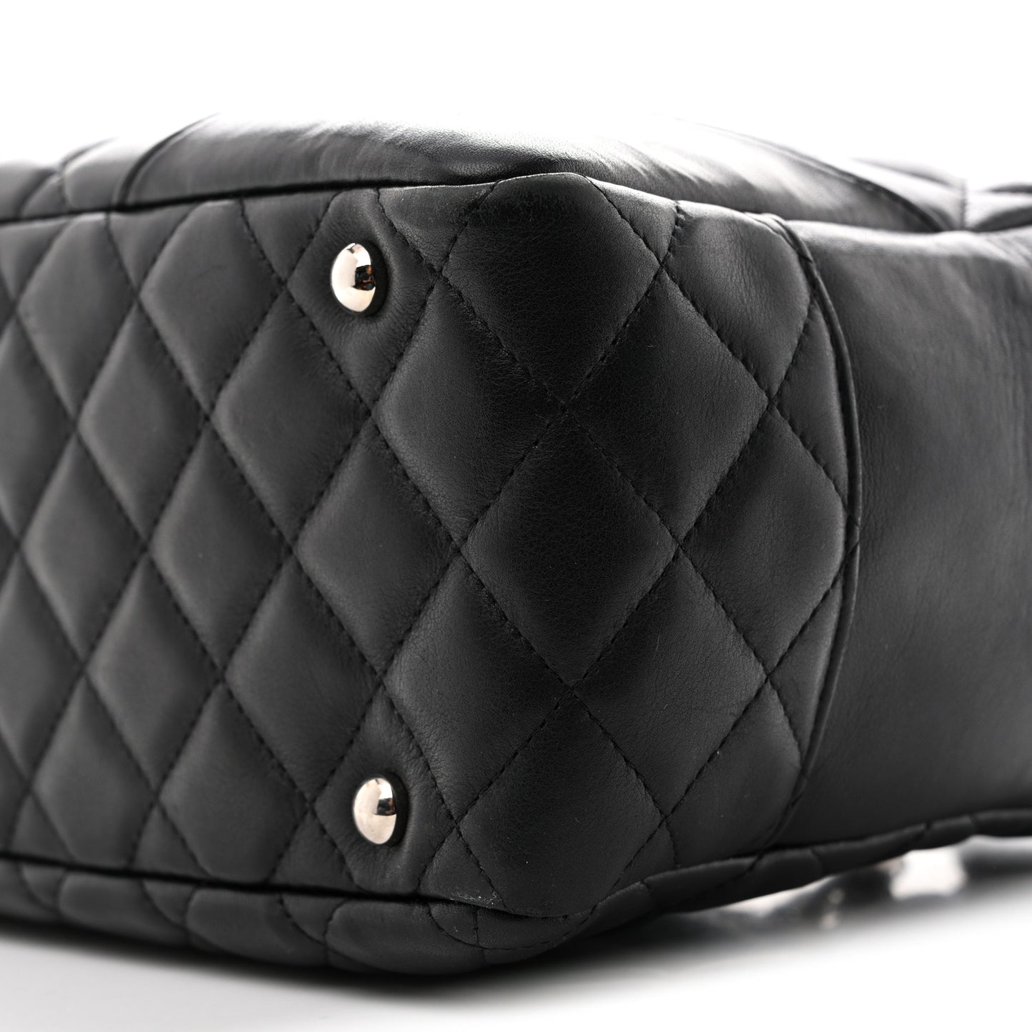 Calfskin Quilted Large Cambon Bowler Black White