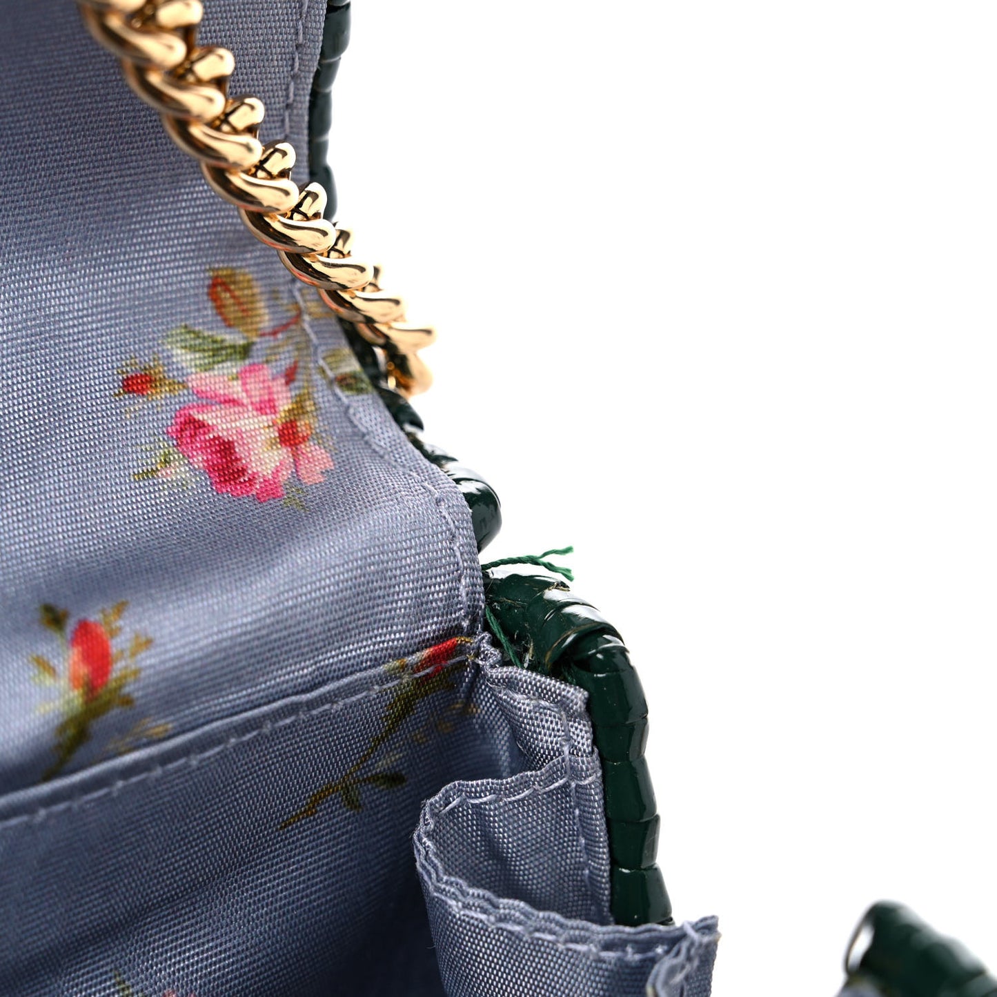 Glazed Wicker Stripe Mini Cestino Shoulder Bag Green