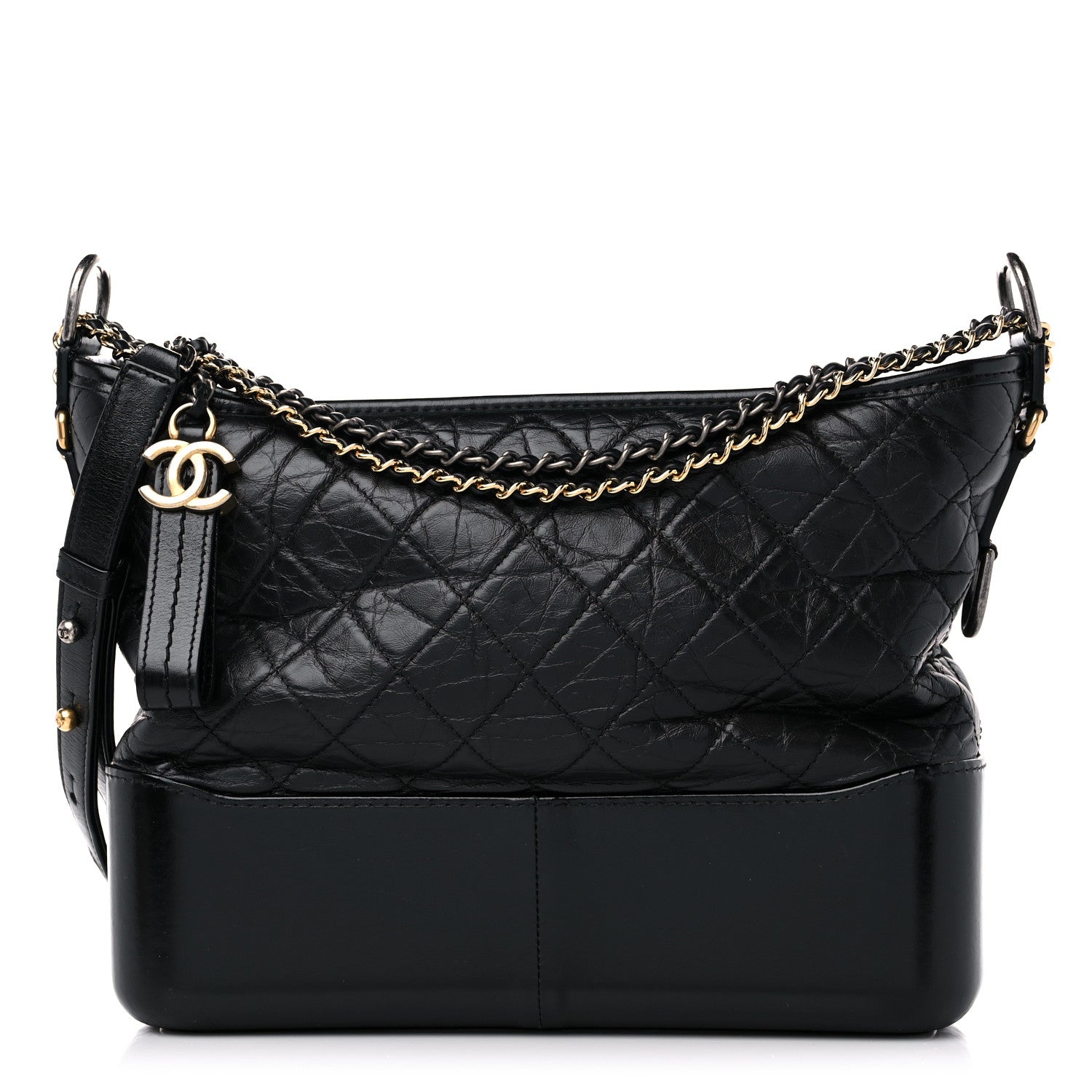 Chanel Aged Calfskin Quilted Medium Gabrielle Hobo Black 1 of 13