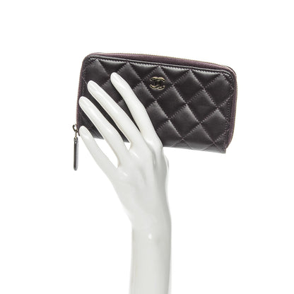 Chanel Lambskin Quilted Small Zip Around Wallet Purple 2 of 8