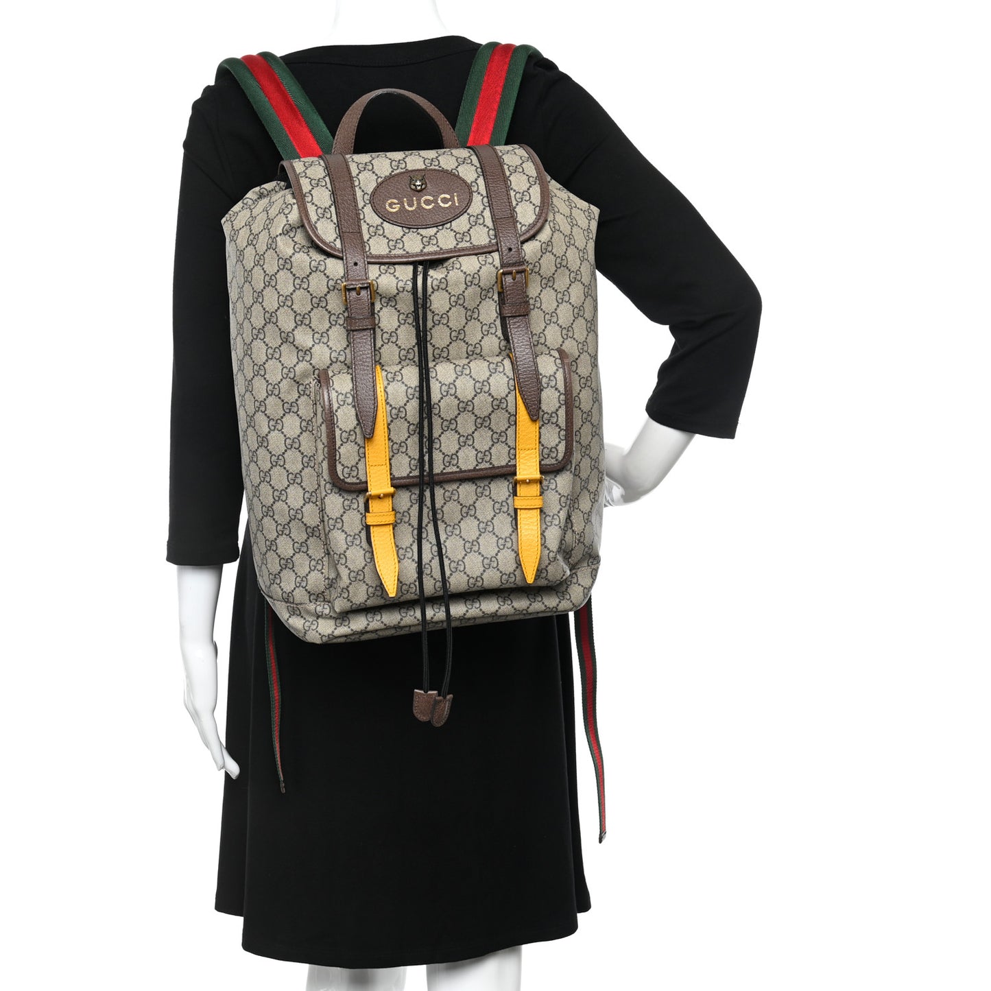 Soft GG Supreme Monogram Neo Vintage Double Buckle Backpack Beige New Acero Crop