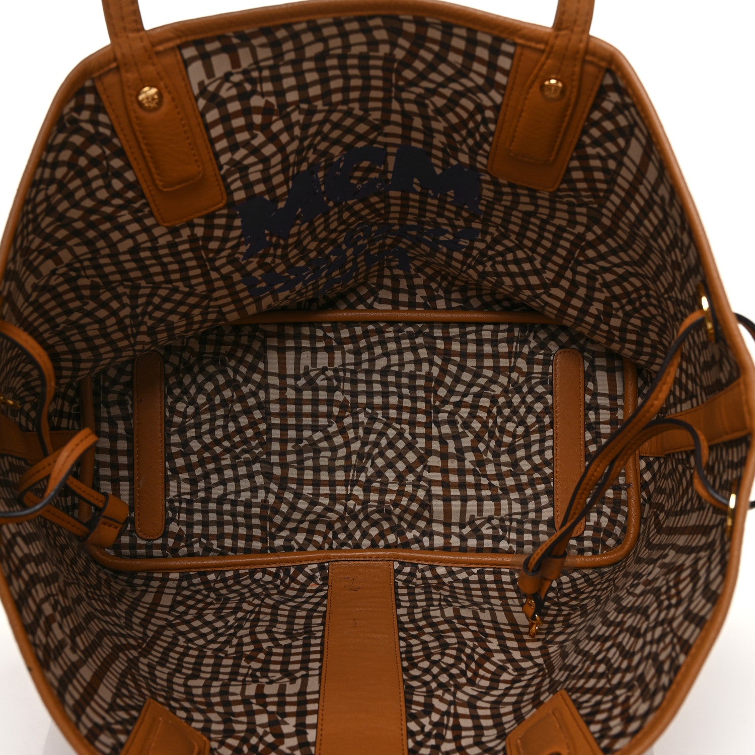 MCM Visetos Medium Liz Reversible Shopper Tote Cognac 5 of 10