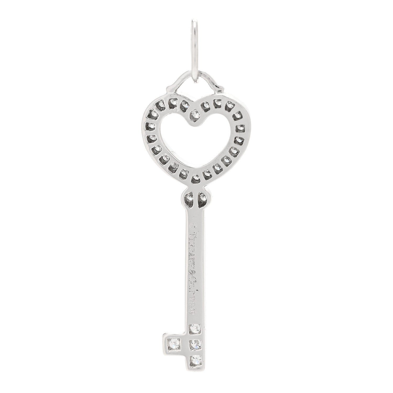 Tiffany Platinum Diamond Mini Heart Key Pendant 3 of 5