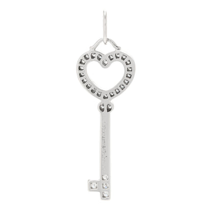 Tiffany Platinum Diamond Mini Heart Key Pendant 3 of 5