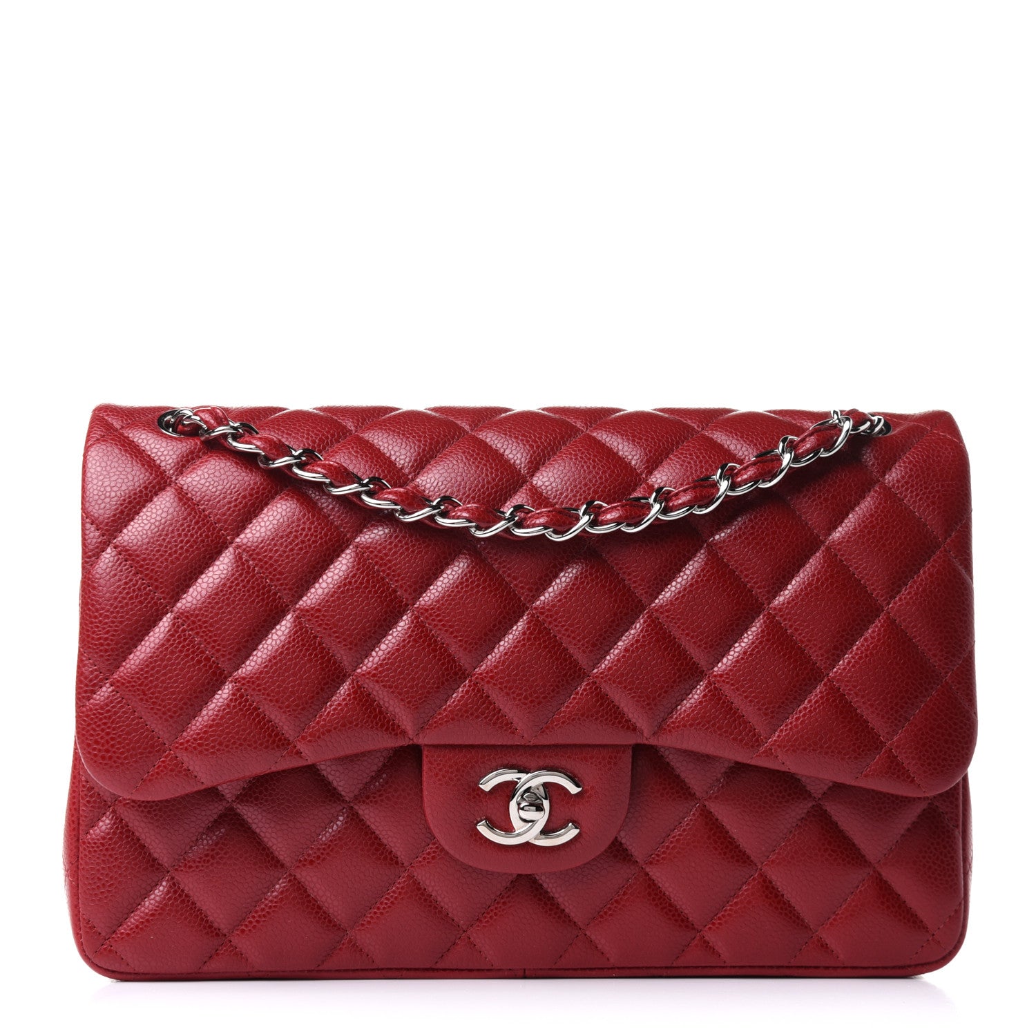 Chanel Caviar Quilted Jumbo Double Flap Red 1 of 10