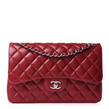 Chanel Caviar Quilted Jumbo Double Flap Red 1 of 10
