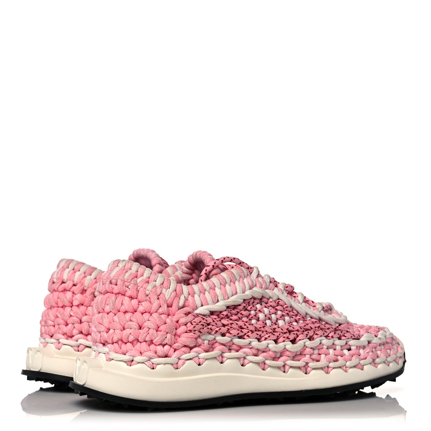 Valentino Garavani Fabric Crochet Womens Low Top Sneakers 38 Pink 4 of 7