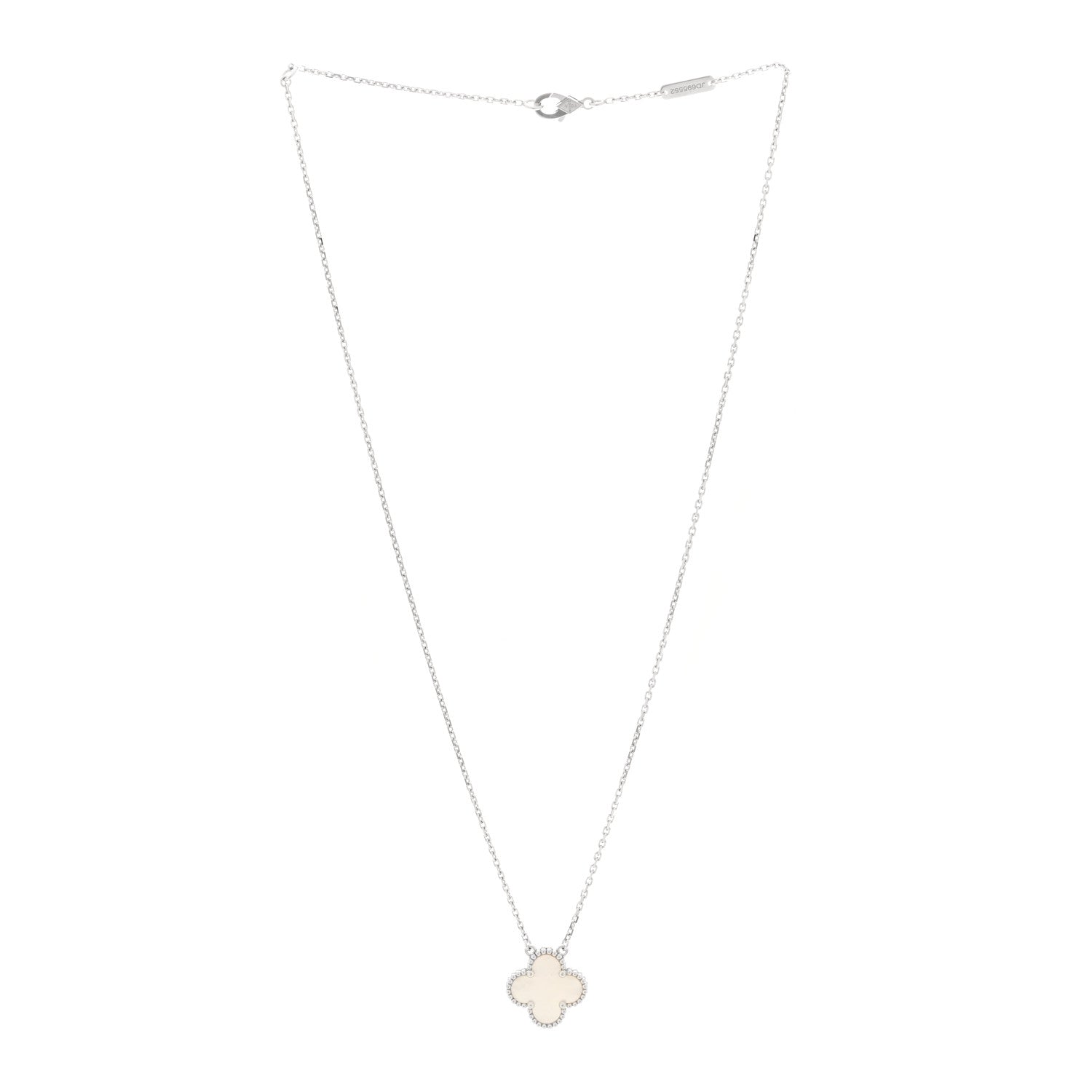 Van Cleef & Arpels 18K White Gold Mother Of Pearl Vintage Alhambra Pendant Necklace 3 of 5