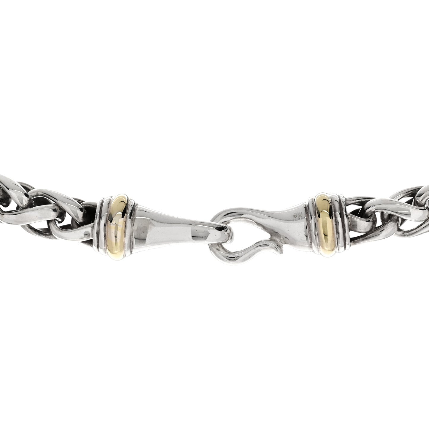 Sterling Silver 14K Yellow Gold 8mm Wheat Chain Necklace