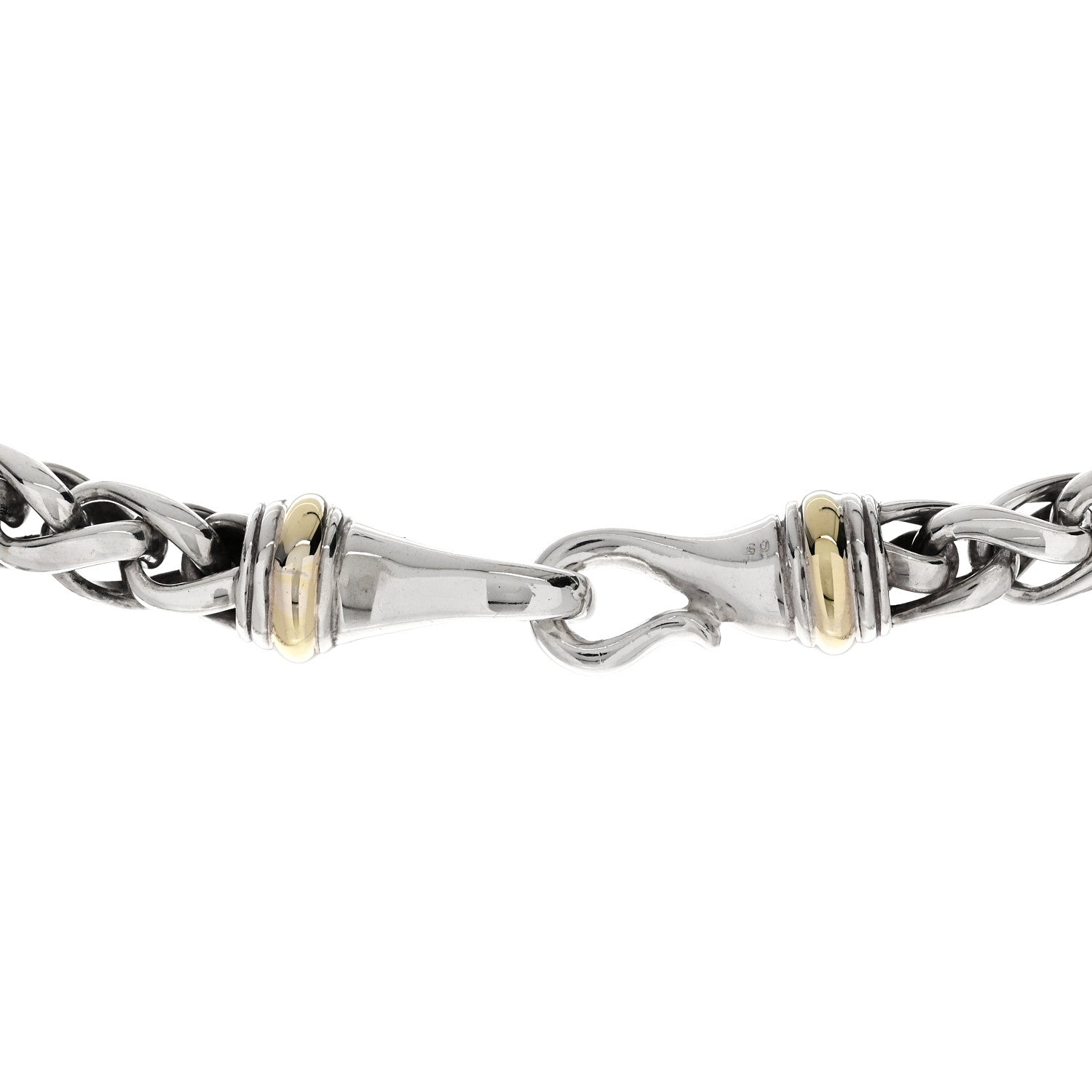 David Yurman Sterling Silver 14K Yellow Gold 8mm Wheat Chain Necklace 4 of 5