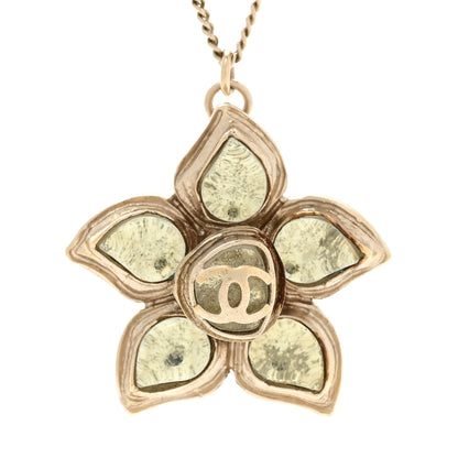 Chanel Resin Metal CC Flower Necklace Gold 4 of 6