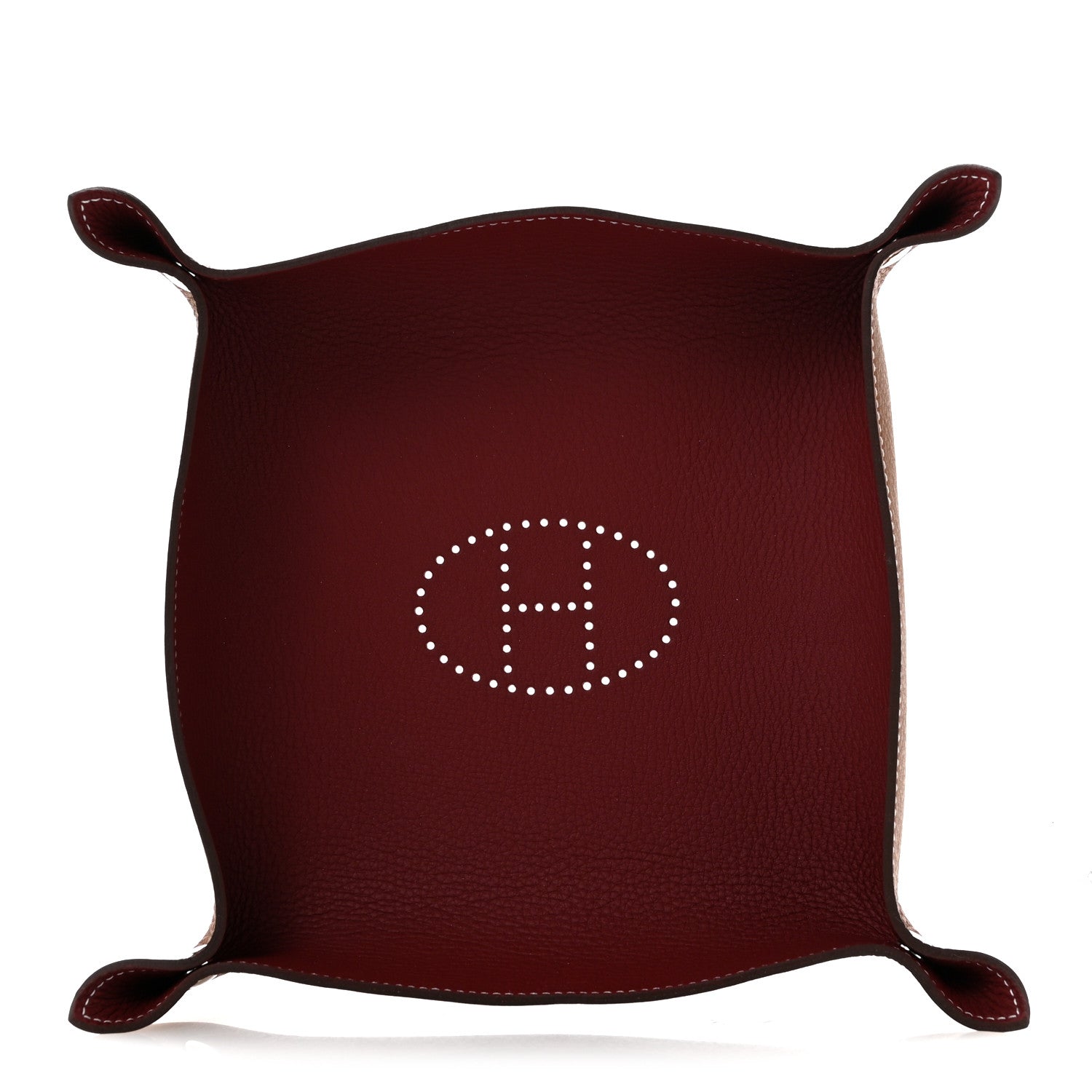 Hermes Taurillon Clemence Mises et Relances Change Tray Rouge H Fauve 1 of 8