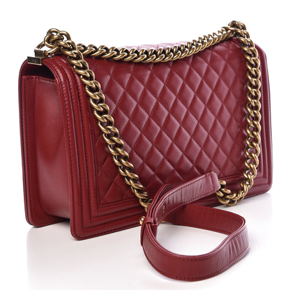 Chanel Lambskin Quilted New Medium Boy Flap Dark Red 3 of 15