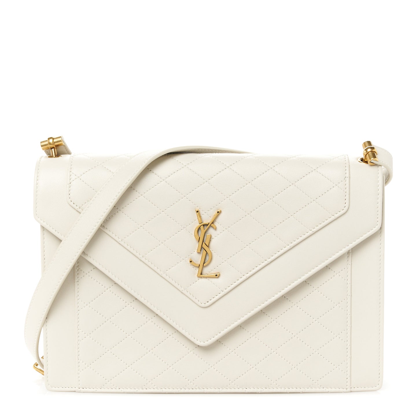 Lambskin Quilted Medium Monogram Shoulder Bag Crema Soft