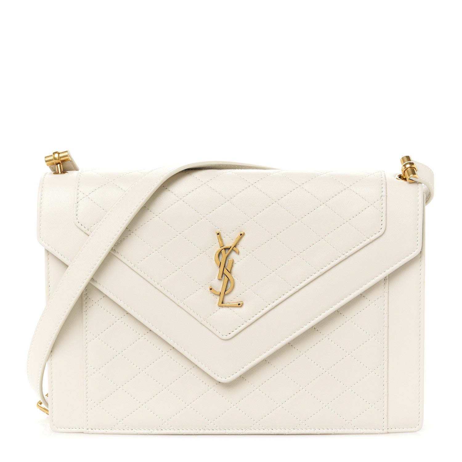 Saint Laurent Lambskin Quilted Medium Monogram Shoulder Bag Crema Soft 1 of 12