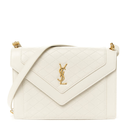 Saint Laurent Lambskin Quilted Medium Monogram Shoulder Bag Crema Soft 1 of 12