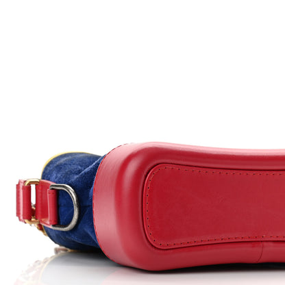 Chanel Suede Calfskin Quilted Small Gabrielle Hobo Red Blue Yellow 9 of 10