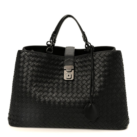 Nappa Intrecciato Large Roma Tote Black
