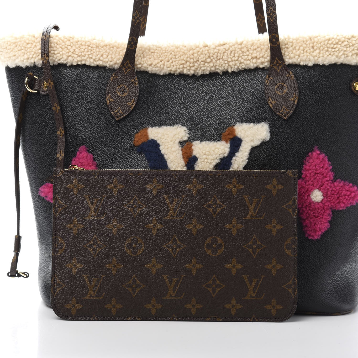 Louis Vuitton Calfskin Monogram Teddy Neverfull MM Black 11 of 13
