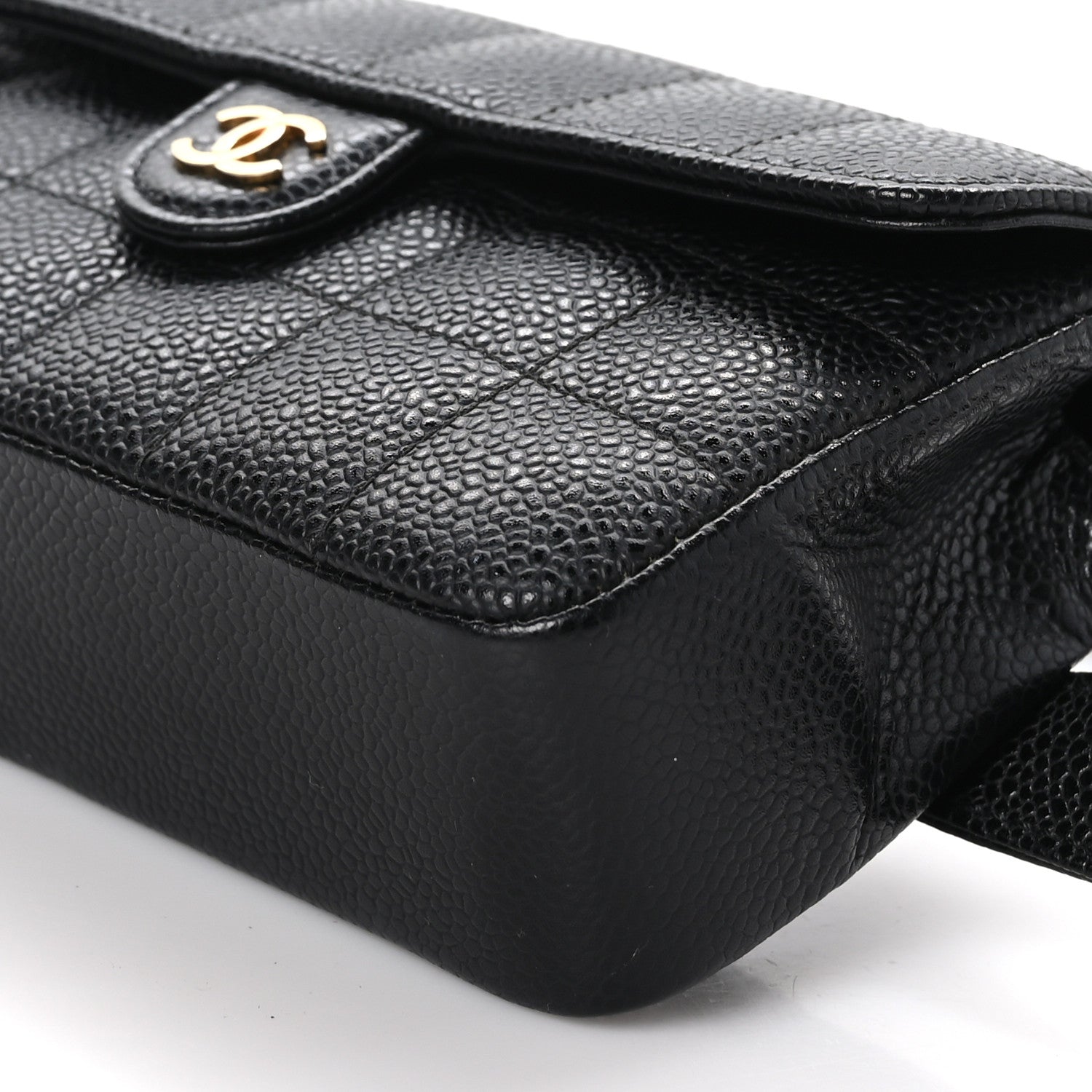 Chanel Caviar Chocolate Bar Quilted Flap Waist Belt Bag 90 36 75 30 Black 10 of 10