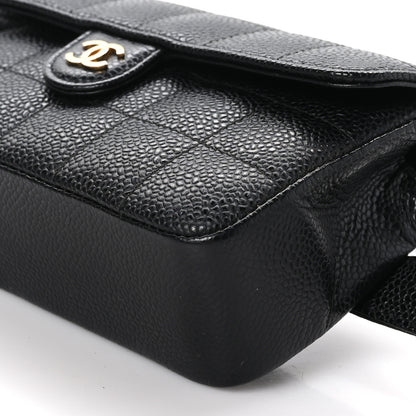 Chanel Caviar Chocolate Bar Quilted Flap Waist Belt Bag 90 36 75 30 Black 10 of 10