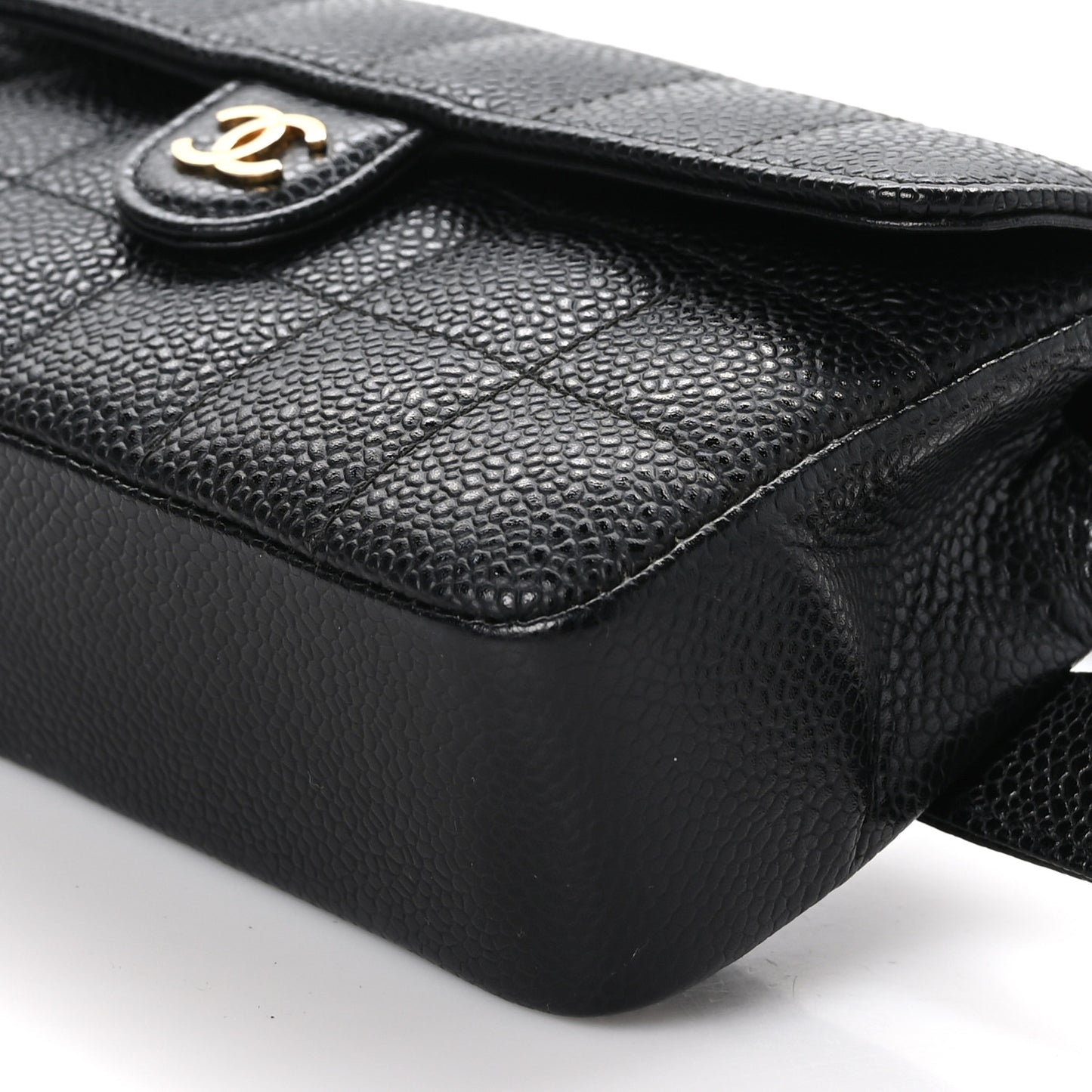 Caviar Chocolate Bar Quilted Flap Waist Belt Bag 90 36 75 30 Black