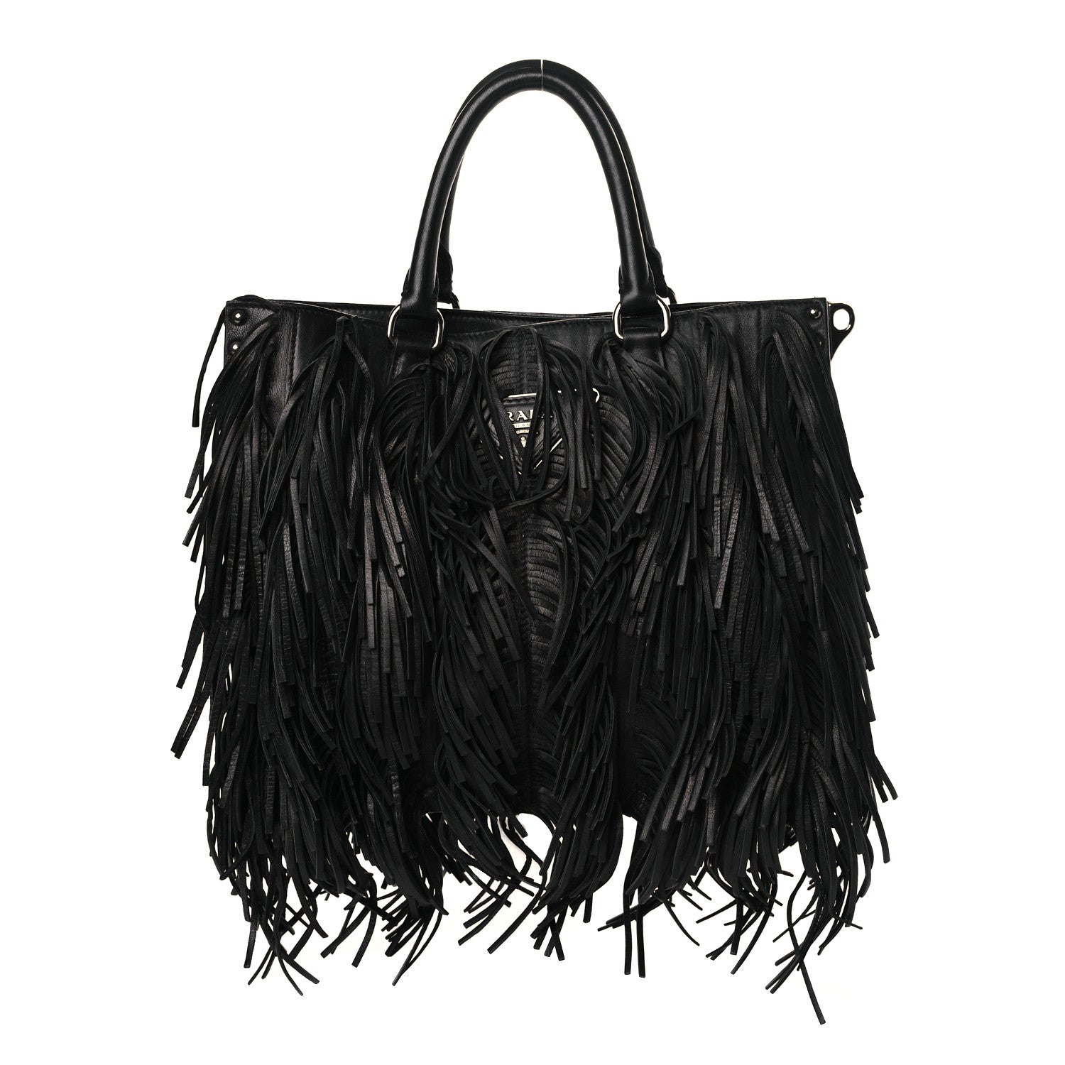 Prada Nappa Fringe Tote Black 1 of 10