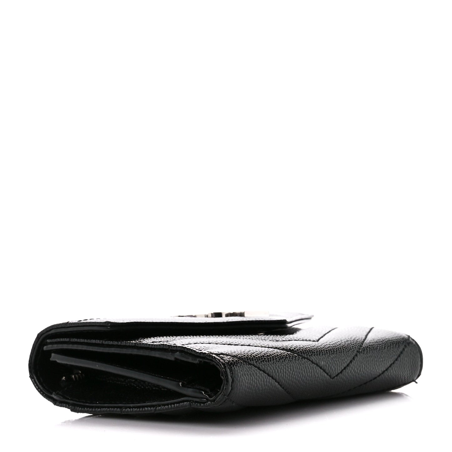 Grain De Poudre Matelasse Chevron Monogram Compact Tri Fold Wallet Black