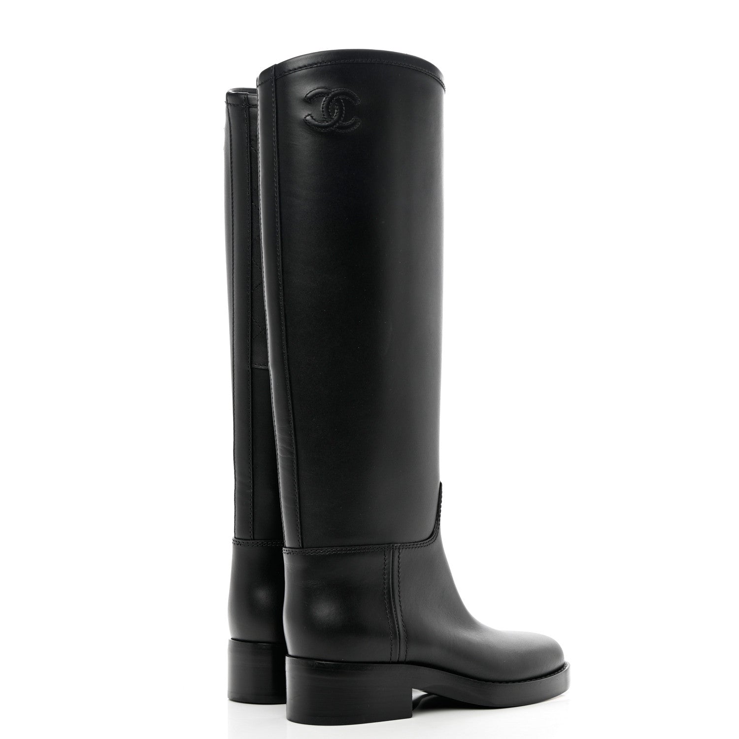 Chanel Calfskin CC High Boots 35 Black 4 of 9