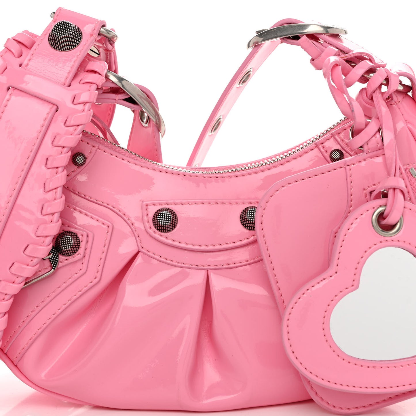 Patent Faux Leather Le Cagole Shoulder Bag XS Sweet Pink