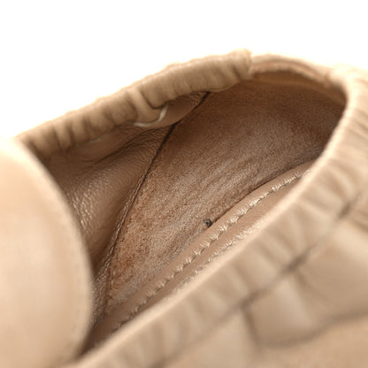 Chanel Laminated Lambskin Womens Quilted Elastic CC Moccasin Loafers 37.5 Beige 10 of 10