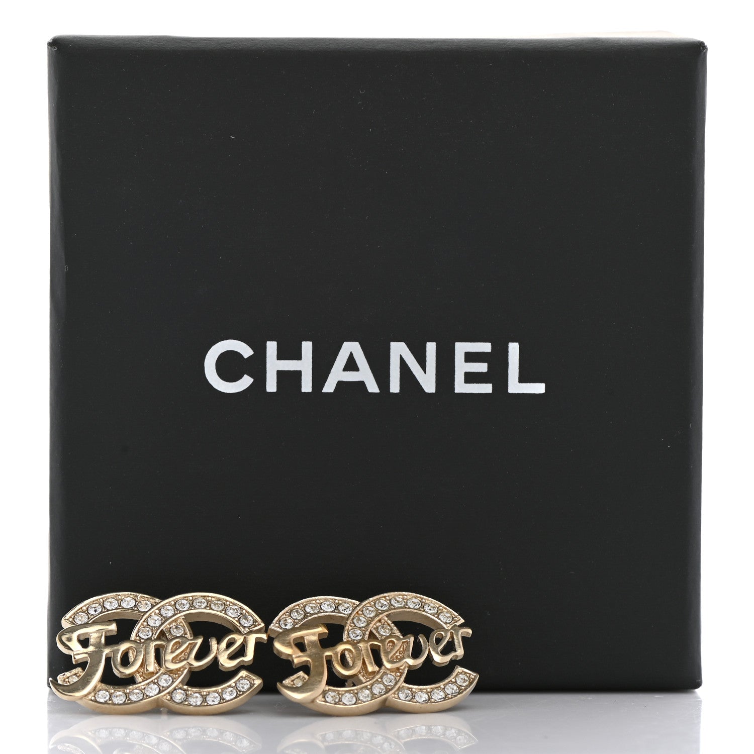 Chanel Crystal CC Forever Earrings Gold 5 of 5