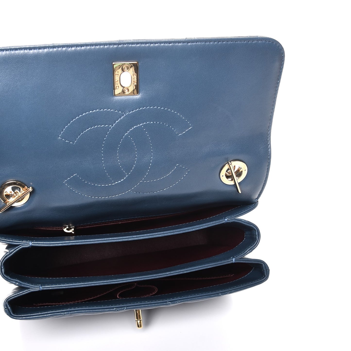 Lambskin Quilted Small Trendy CC Flap Dual Handle Bag Blue