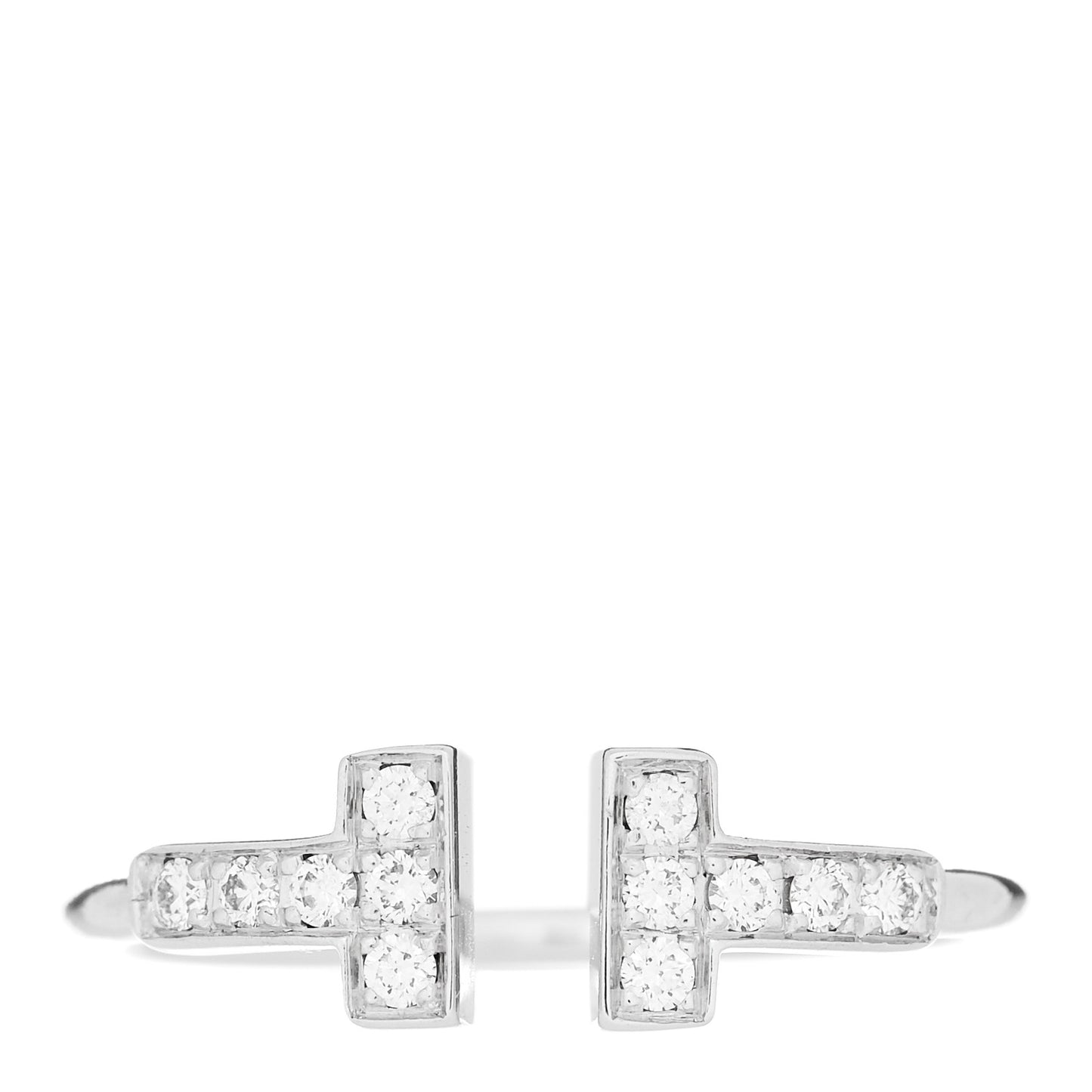 18K White Gold Diamond T Wire Ring 53 6.5