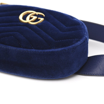Gucci Velvet Matelasse GG Marmont Belt Bag 75 30 Cobalt Blue 8 of 9