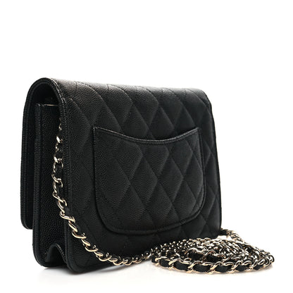 Chanel Caviar Quilted Striated CC Wallet On Chain WOC Black 3 of 11