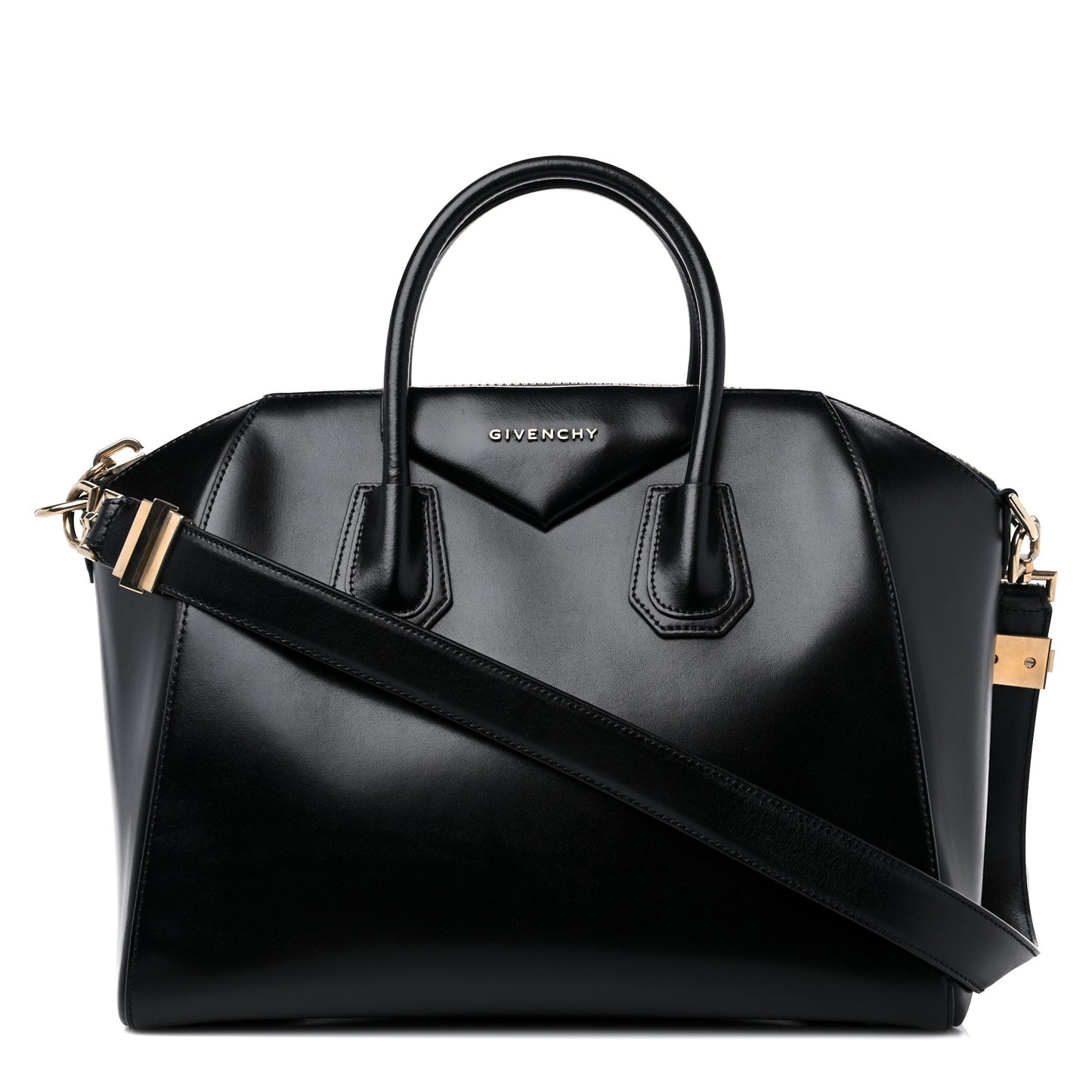 Shiny Lord Calfskin Medium Antigona Black