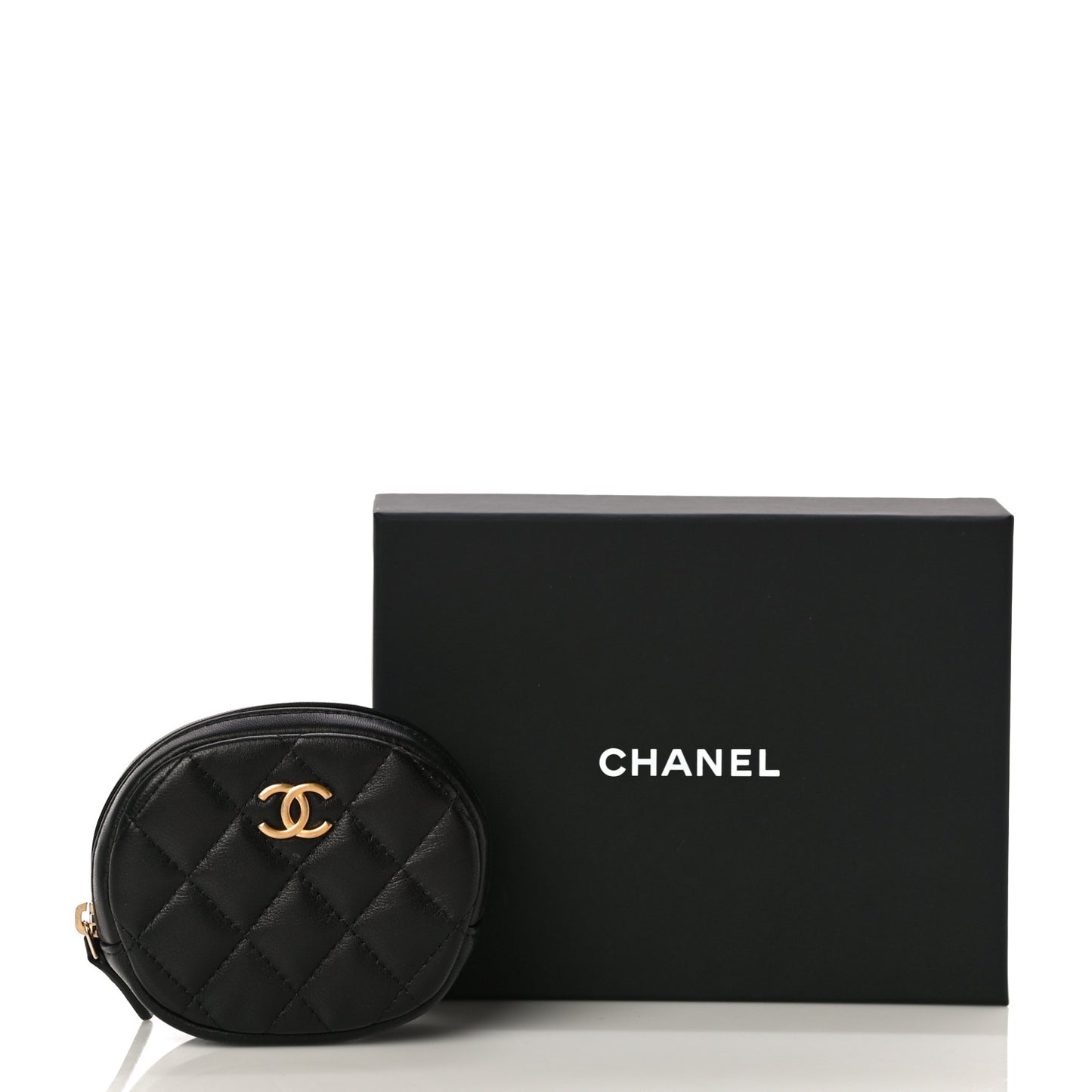 Lambskin Quilted Zip Around Classic Coin Purse Black