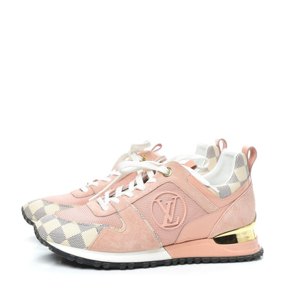 Louis Vuitton Suede Damier Azur Run Away Sneakers 39 Pink 3 of 7