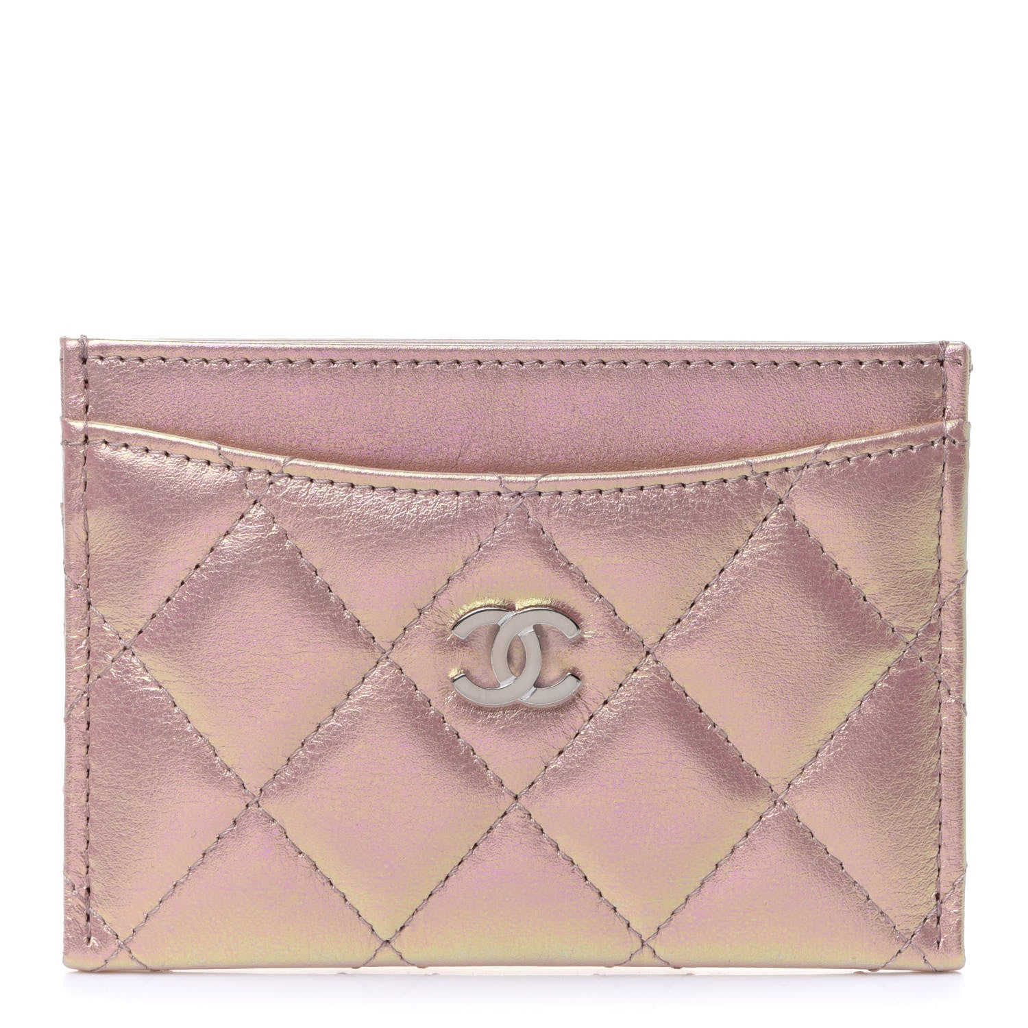 Chanel Iridescent Calfskin Quilted Card Holder Pink 1 of 8