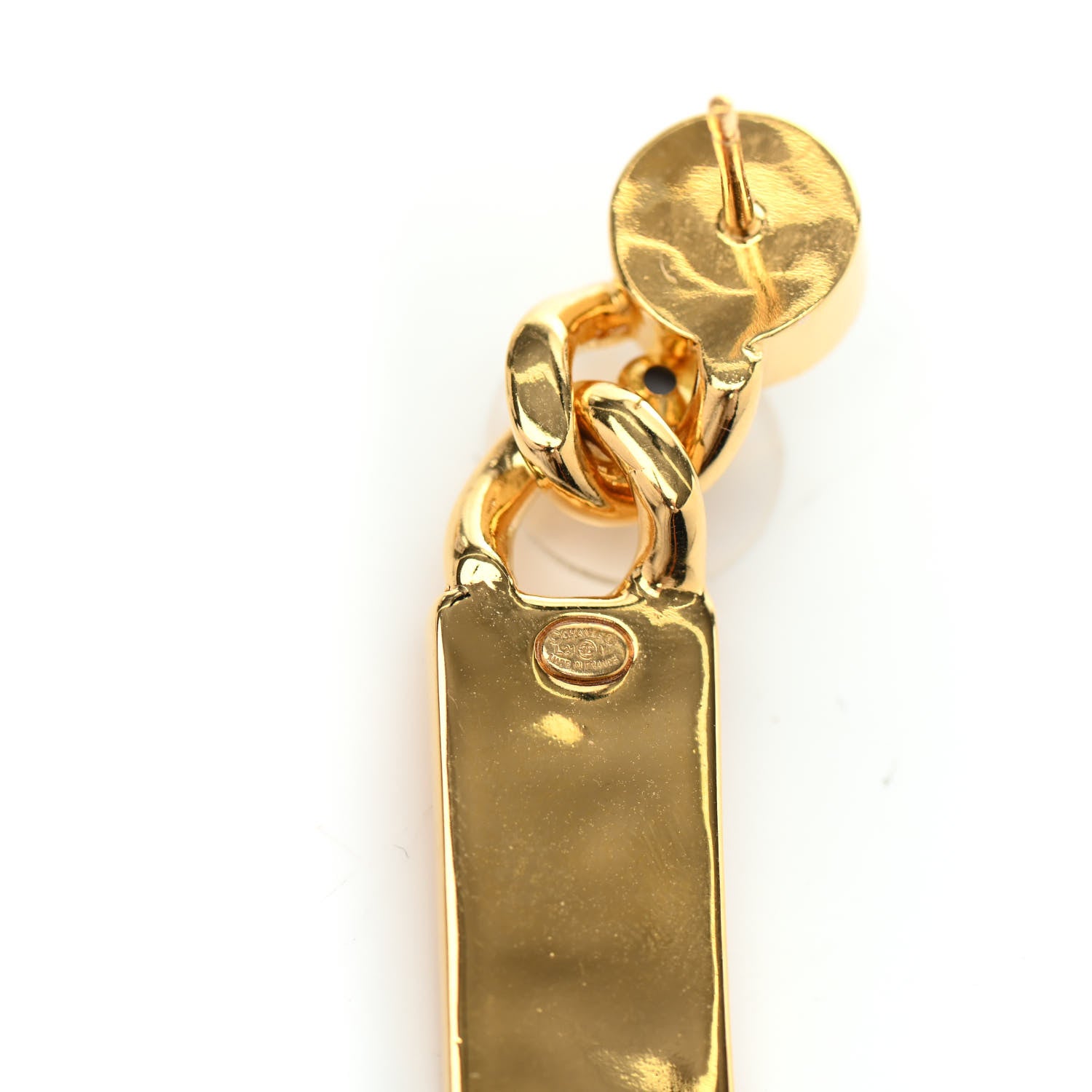 Chanel Crystal Tag Drop Earrings Gold 4 of 4