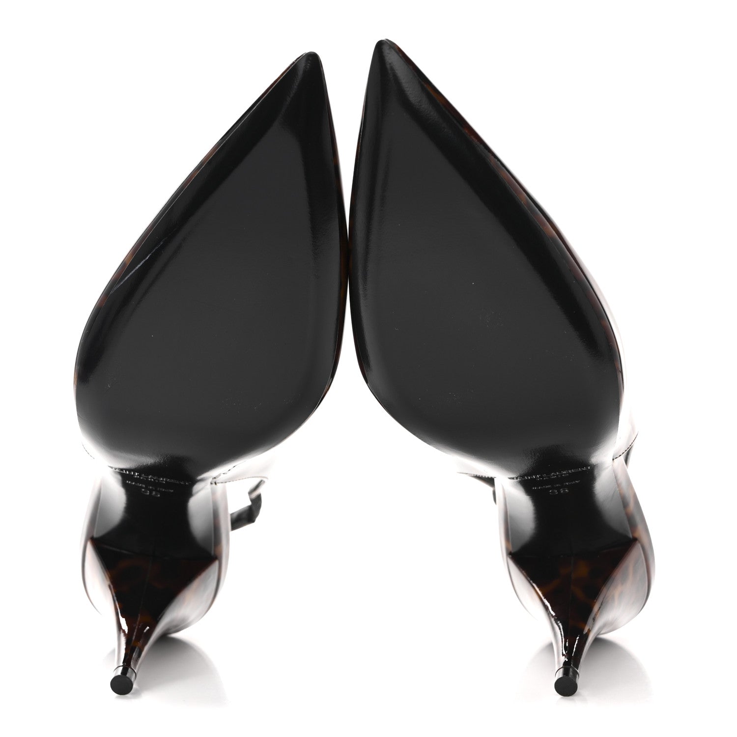 Saint Laurent Patent Kiki Tortoise Slingback 85 Pumps 36 Black 6 of 12