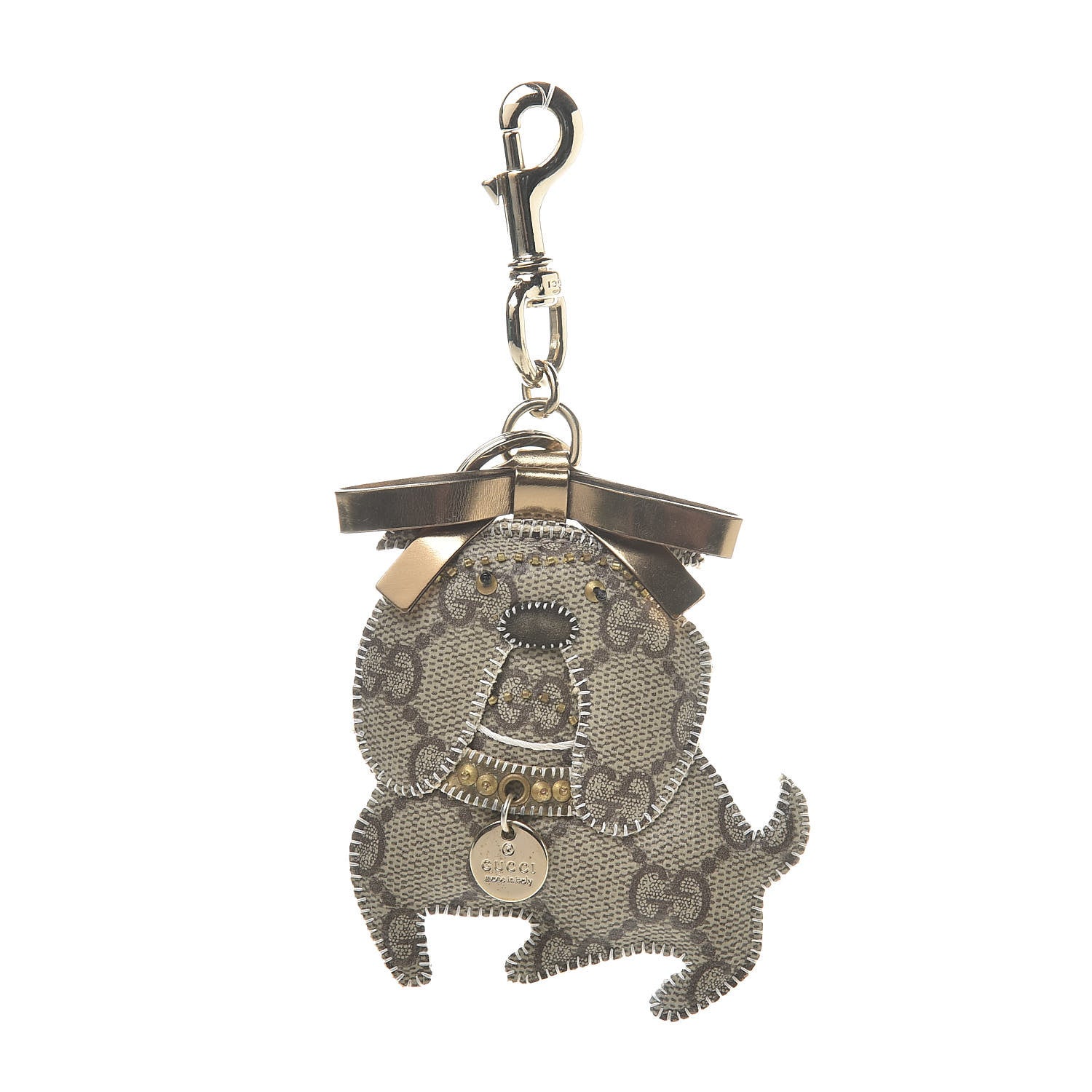 Gucci GG Supreme Monogram Bull Dog Key Charm 1 of 3