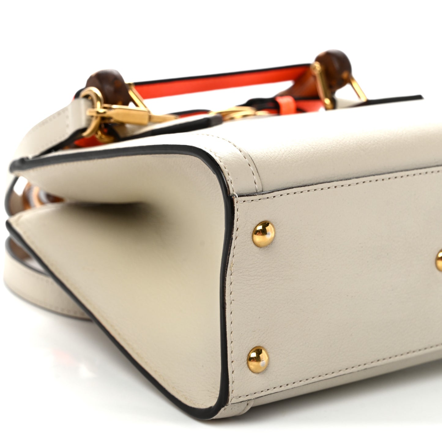 Wonka Grain Calfskin Mini Diana Tote Bag Mystic White Orange Fluo