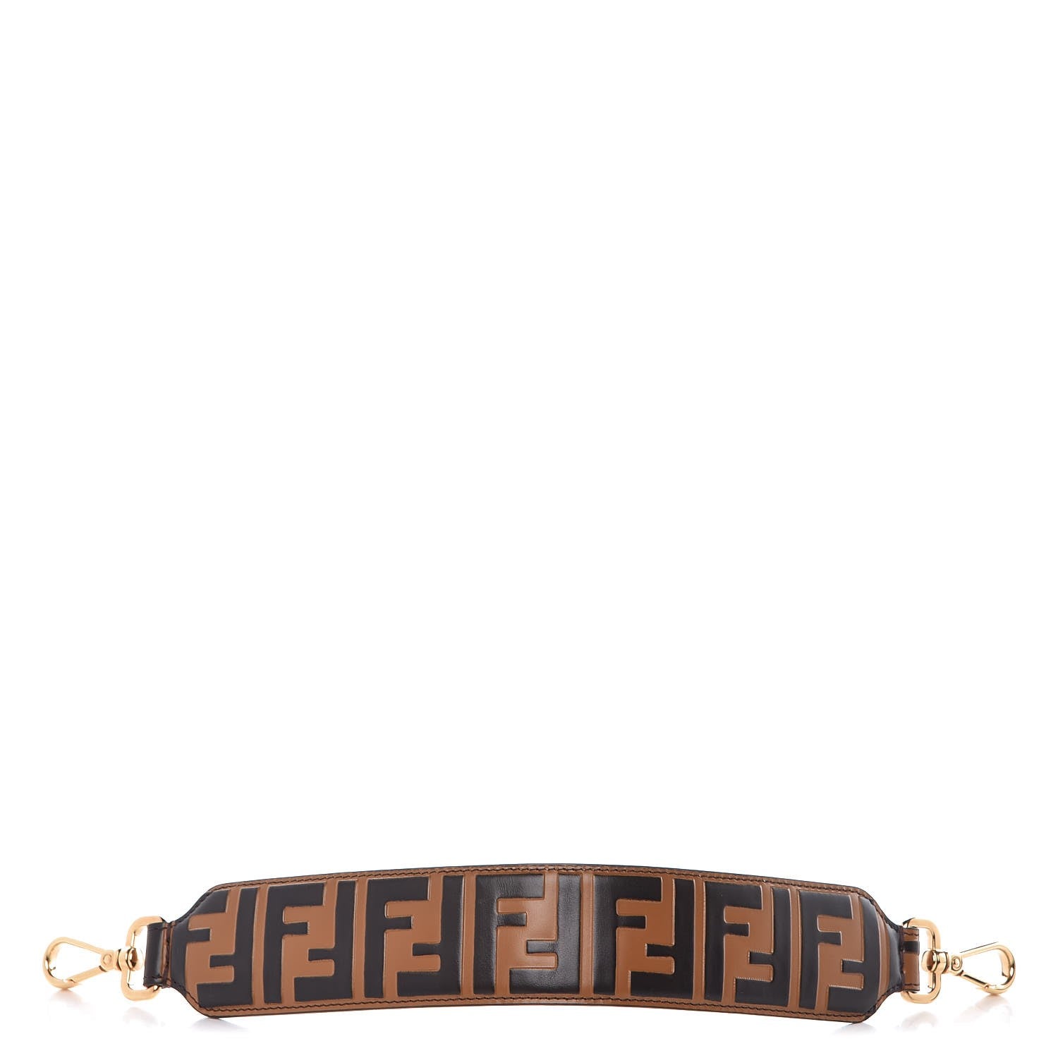 Fendi Calfskin FF 1974 Embossed Mini Strap You Tobacco Black 1 of 5