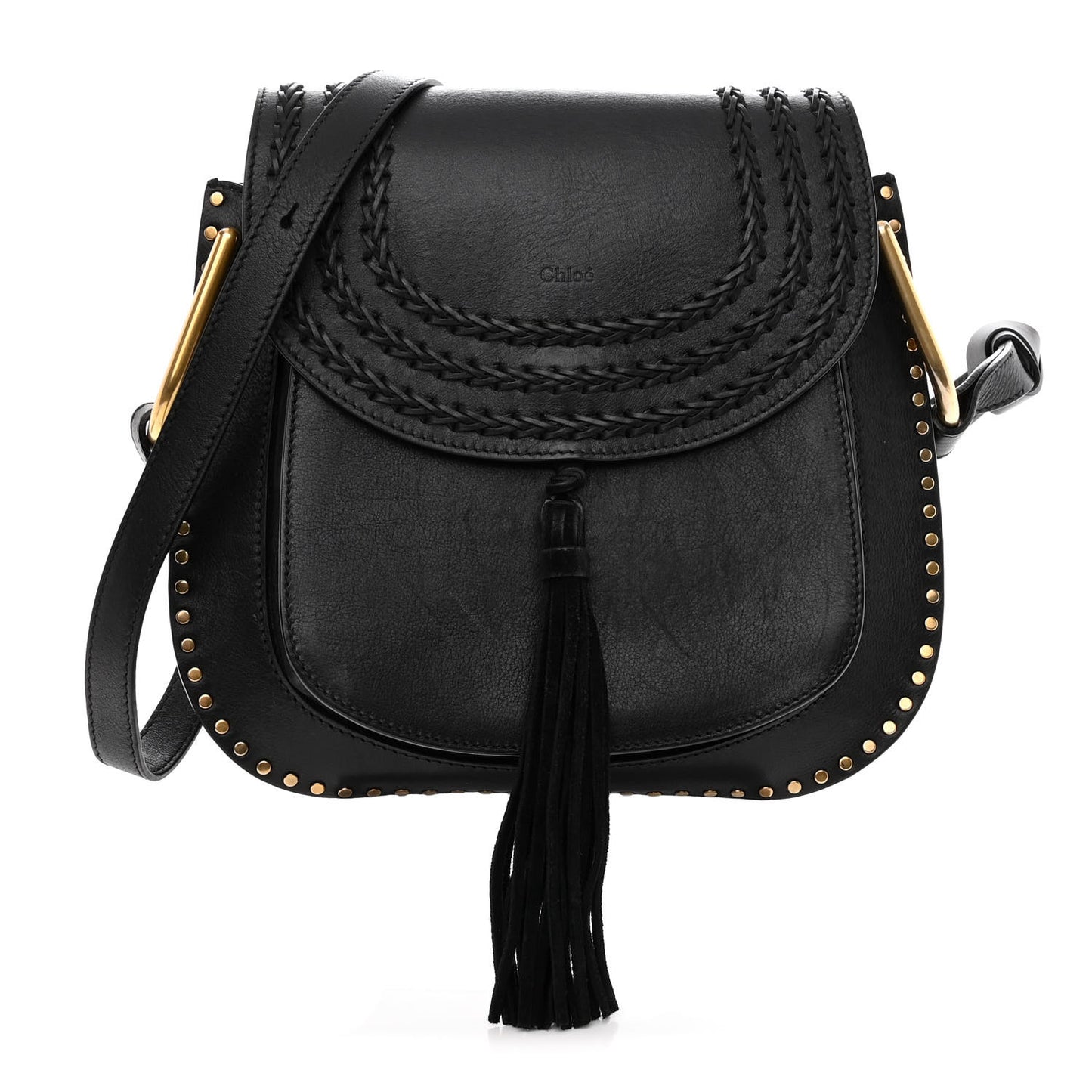 Calfskin Braided Hudson Shoulder Bag Black