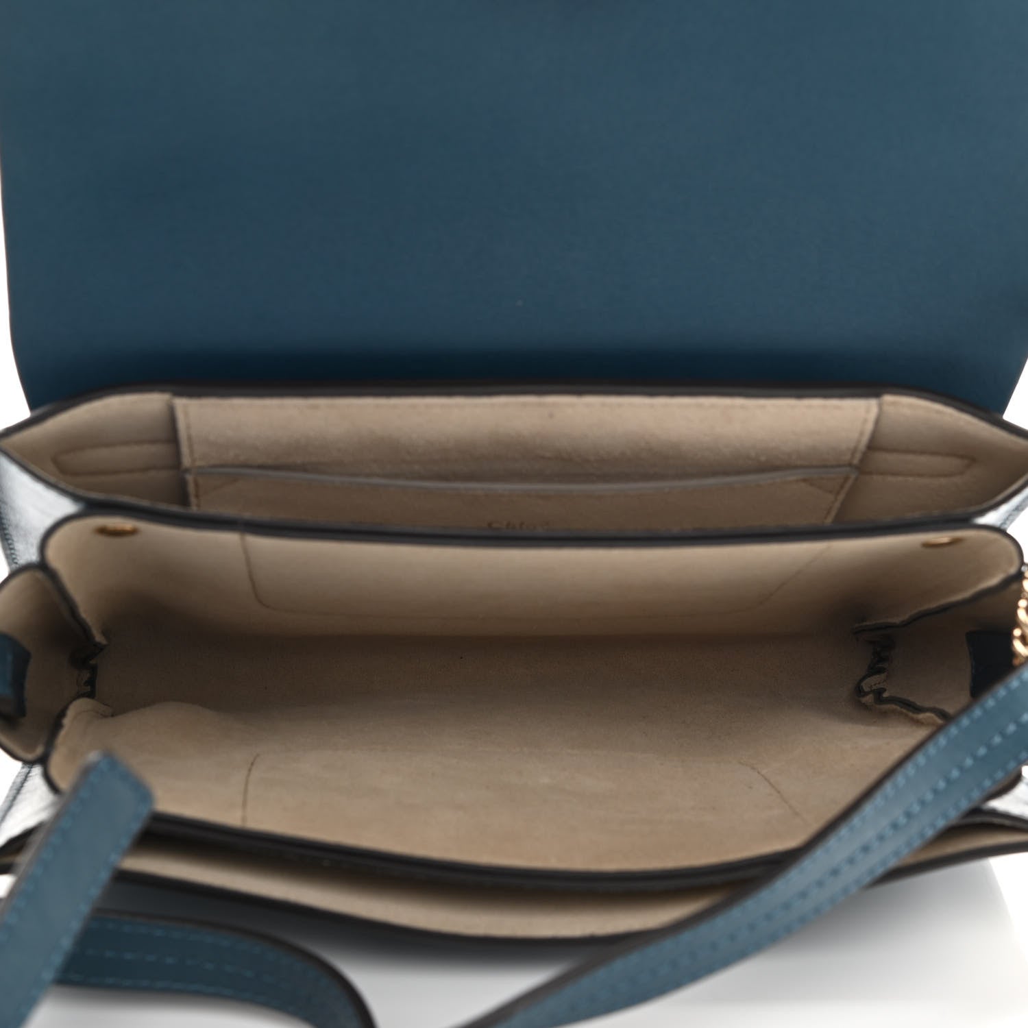 Chloe Suede Calfskin Small Faye Shoulder Bag Majolica Blue 7 of 20