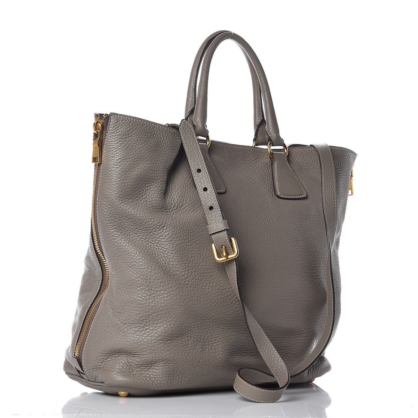 Vitello Daino Side Zip Tote Argilla
