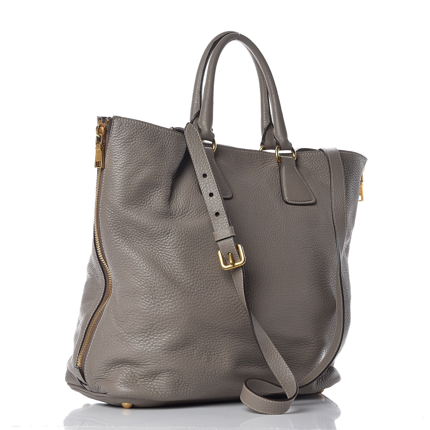 Prada Vitello Daino Side Zip Tote Argilla 3 of 16
